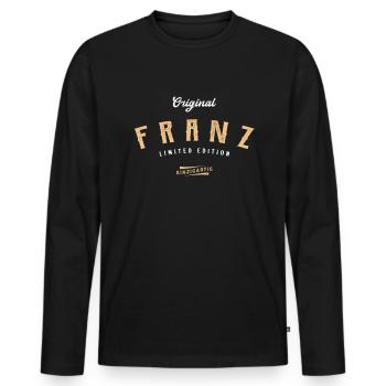 Franz Limited Edition - Männer Premium Bio Langarmshirt - Schwarz - Vorne - Nico (187cm)