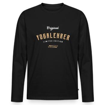 Yogalehrer Limited Edition - Männer Premium Bio Langarmshirt - Schwarz - Vorne - Nico (187cm)