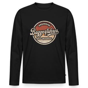 Baggerfahrer Vintage Bagger Baggerführer - Männer Premium Bio Langarmshirt - Schwarz - Vorne - Nico (187cm)