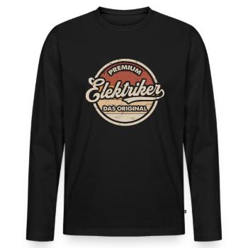 Elektriker Original Vintage Elektriker - Männer Premium Bio Langarmshirt - Schwarz - Vorne - Nico (187cm)