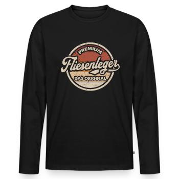 Fliesenleger Original Vintage Fliesenlegen - Männer Premium Bio Langarmshirt - Schwarz - Vorne - Nico (187cm)