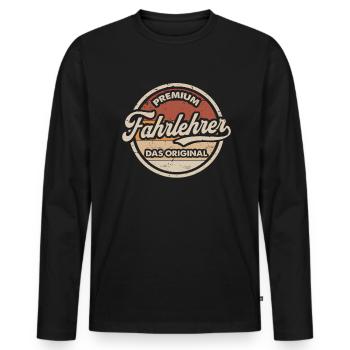 Bester Fahrlehrer Vintage Fahrschule - Männer Premium Bio Langarmshirt - Schwarz - Vorne - Nico (187cm)