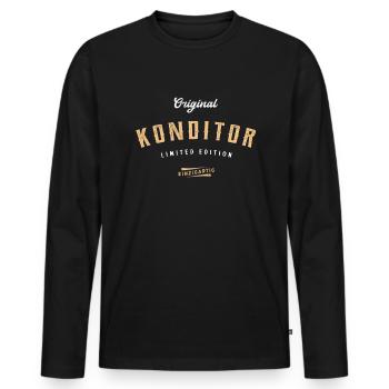Konditor Limited Edition Konditorei - Männer Premium Bio Langarmshirt - Schwarz - Vorne - Nico (187cm)