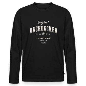 Dachdecker Limited Edition - Männer Premium Bio Langarmshirt - Schwarz - Vorne - Nico (187cm)