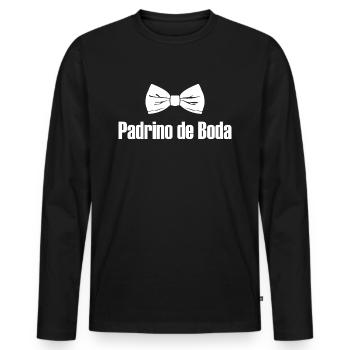 Padrino de Boda, Best Man Bowtie Wedding Groomsmen - Men's Premium Organic Long Sleeve Shirt - black - Front - Nico (187cm)