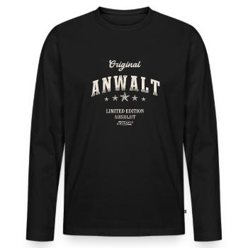 Anwalt Limited Edition - Männer Premium Bio Langarmshirt - Schwarz - Vorne - Nico (187cm)