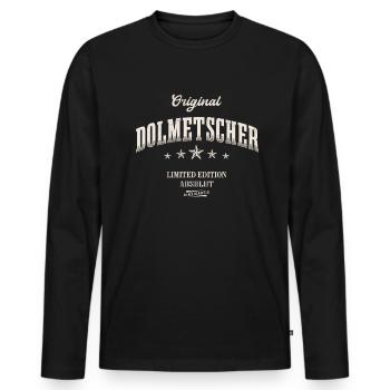 Dolmetscher Limited Edition - Männer Premium Bio Langarmshirt - Schwarz - Vorne - Nico (187cm)