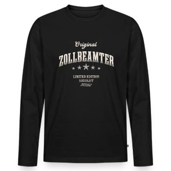 Zollbeamter Limited Edition - Männer Premium Bio Langarmshirt - Schwarz - Vorne - Nico (187cm)
