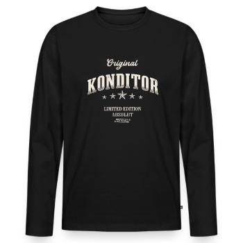 Konditor Limited Edition Konditorei - Männer Premium Bio Langarmshirt - Schwarz - Vorne - Nico (187cm)