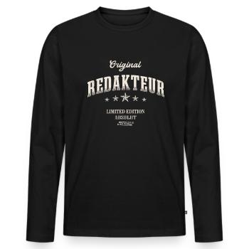 Redakteur Limited Edition - Männer Premium Bio Langarmshirt - Schwarz - Vorne - Nico (187cm)