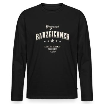 Bauzeichner Limited Edition - Männer Premium Bio Langarmshirt - Schwarz - Vorne - Nico (187cm)