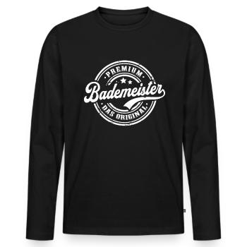 Bademeister Original Lustiges Rettungsschwimmer - Männer Premium Bio Langarmshirt - Schwarz - Vorne - Nico (187cm)