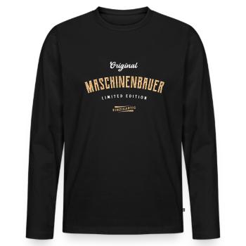 Maschinenbauer Limited Edition Maschinenbau - Männer Premium Bio Langarmshirt - Schwarz - Vorne - Nico (187cm)