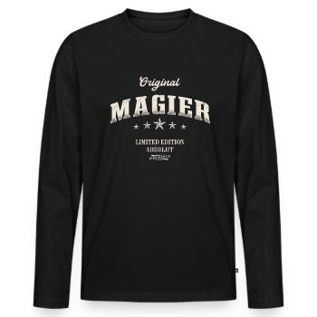 Magier Limited Edition Zauberer - Männer Premium Bio Langarmshirt - Schwarz - Vorne - Nico (187cm)