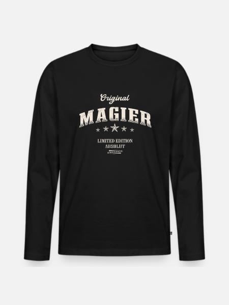Magier Limited Edition Zauberer - Männer Premium Bio Langarmshirt - Schwarz