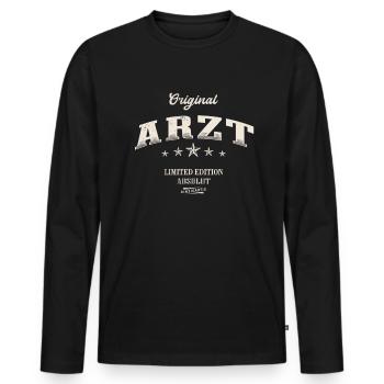 Arzt Limited Edition Mediziner - Männer Premium Bio Langarmshirt - Schwarz - Vorne - Nico (187cm)