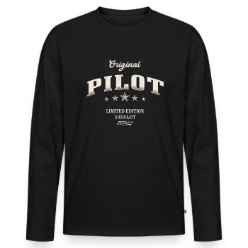 Pilot Limited Edition Lustiges Piloten - Männer Premium Bio Langarmshirt - Schwarz - Vorne - Nico (187cm)