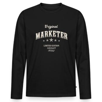Marketer Limited Edition Lustiges Marketing - Männer Premium Bio Langarmshirt - Schwarz - Vorne - Nico (187cm)