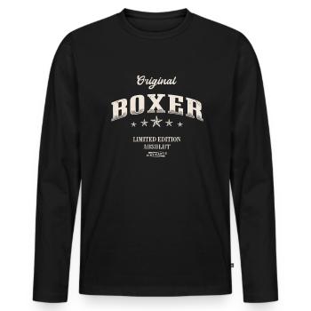 Boxer Limited Edition Boxen - Männer Premium Bio Langarmshirt - Schwarz - Vorne - Nico (187cm)
