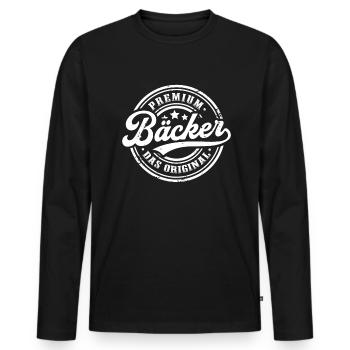 Bäcker das Original Lustiges Bäckerei - Männer Premium Bio Langarmshirt - Schwarz - Vorne - Nico (187cm)