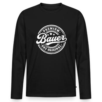 Bauer Original Landwirt Lustiges Bauer - Männer Premium Bio Langarmshirt - Schwarz - Vorne - Nico (187cm)