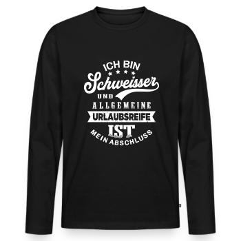 Schweißer Urlaub Lustig Schweißen - Männer Premium Bio Langarmshirt - Schwarz - Vorne - Nico (187cm)