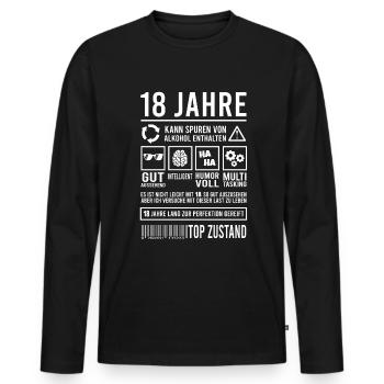 18. Geburtstag Lustig 18 Jahre Perfektion - Männer Premium Bio Langarmshirt - Schwarz - Vorne - Nico (187cm)