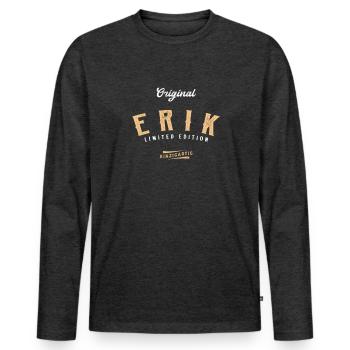 Erik Limited Edition - Männer Premium Bio Langarmshirt - Anthrazit meliert - Vorne - Nico (187cm)