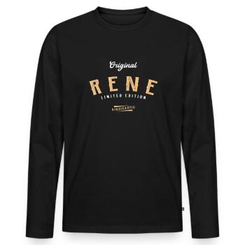 Rene Limited Edition - Männer Premium Bio Langarmshirt - Schwarz - Vorne - Nico (187cm)