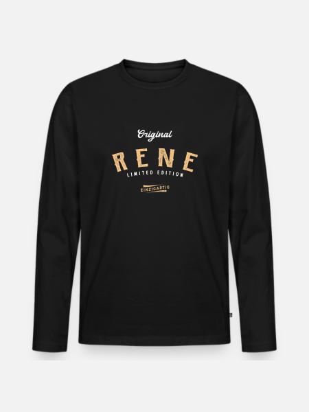 Rene Limited Edition - Männer Premium Bio Langarmshirt - Schwarz