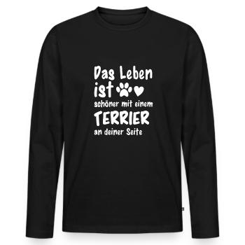 Terrier Hund Hundehalter Lustiges Hunde - Männer Premium Bio Langarmshirt - Schwarz - Vorne - Nico (187cm)