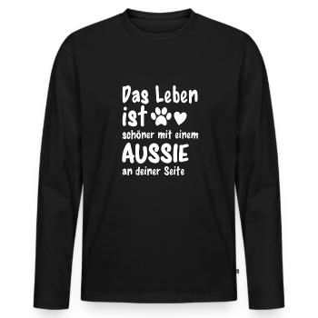 Aussie Hund Lustiges Australian Shepherd - Männer Premium Bio Langarmshirt - Schwarz - Vorne - Nico (187cm)