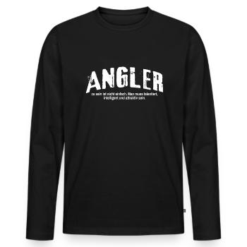 Angler Humor Angeln Angelrute Lustiges Fischer - Männer Premium Bio Langarmshirt - Schwarz - Vorne - Nico (187cm)