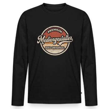 Mediengestalter Original Mediengestaltung - Männer Premium Bio Langarmshirt - Schwarz - Vorne - Nico (187cm)