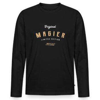 Magier Limited Edition Zauberer - Männer Premium Bio Langarmshirt - Schwarz - Vorne - Nico (187cm)