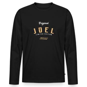 Joel Limited Edition - Männer Premium Bio Langarmshirt - Schwarz - Vorne - Nico (187cm)