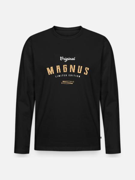 Magnus Limited Edition - Männer Premium Bio Langarmshirt - Schwarz