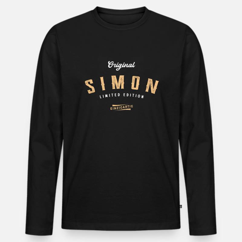 Simon Limited Edition - Männer Premium Bio Langarmshirt - Schwarz