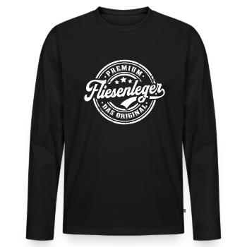 Fliesenleger Das Original Fliesenlegen - Männer Premium Bio Langarmshirt - Schwarz - Vorne - Nico (187cm)