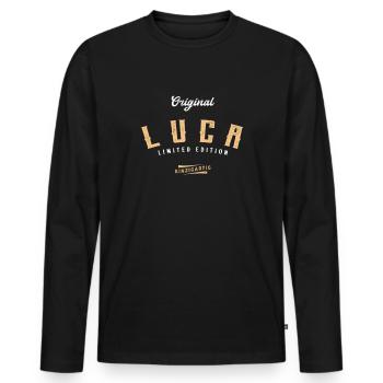 Luca Limited Edition - Männer Premium Bio Langarmshirt - Schwarz - Vorne - Nico (187cm)