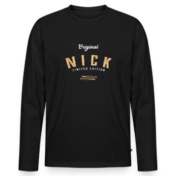 Nick Limited Edition - Männer Premium Bio Langarmshirt - Schwarz - Vorne - Nico (187cm)