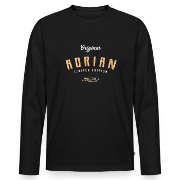 Adrian Limited Edition - Männer Premium Bio Langarmshirt - Schwarz - Vorne - Nico (187cm)