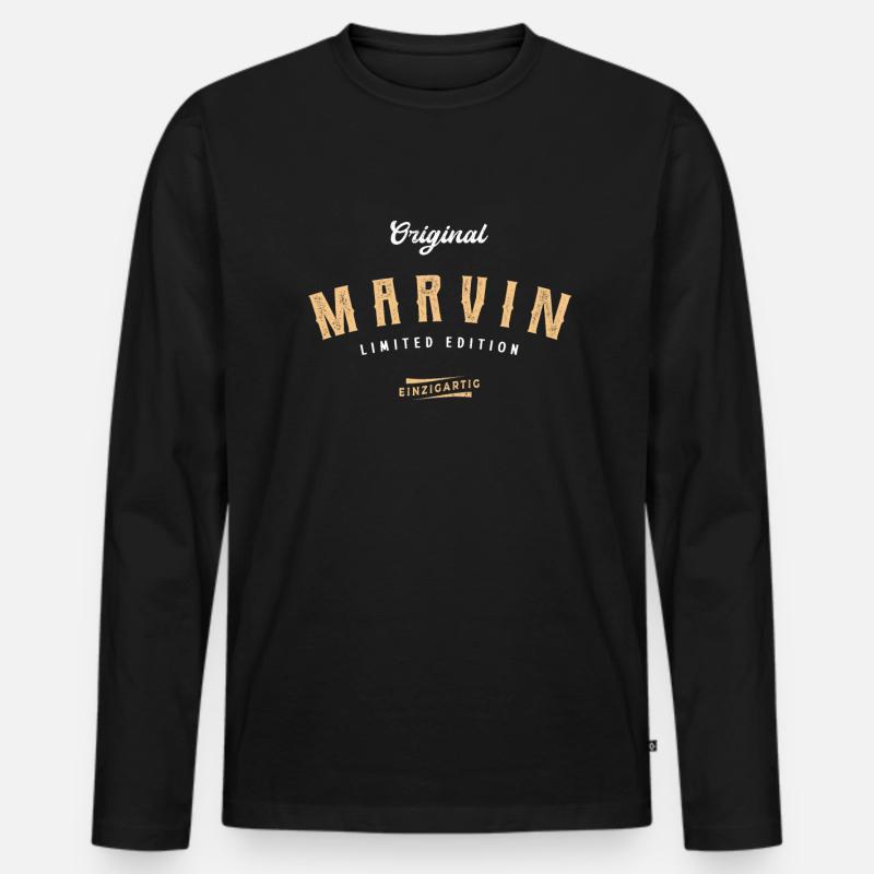 Marvin Limited Edition - Männer Premium Bio Langarmshirt - Schwarz