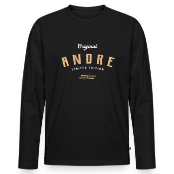 Andre Limited Edition - Männer Premium Bio Langarmshirt - Schwarz - Vorne - Nico (187cm)
