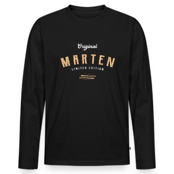 Marten Limited Edition - Männer Premium Bio Langarmshirt - Schwarz - Vorne - Nico (187cm)
