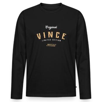 Vince Limited Edition - Männer Premium Bio Langarmshirt - Schwarz - Vorne - Nico (187cm)