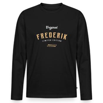 Frederik Limited Edition - Männer Premium Bio Langarmshirt - Schwarz - Vorne - Nico (187cm)