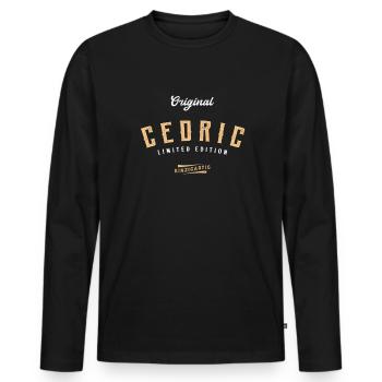 Cedric Limited Edition - Männer Premium Bio Langarmshirt - Schwarz - Vorne - Nico (187cm)