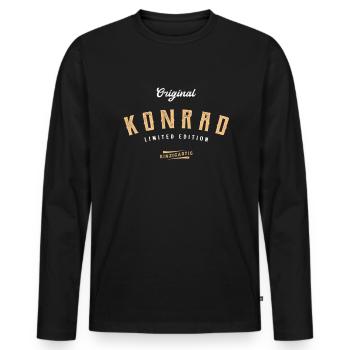 Konrad Limited Edition - Männer Premium Bio Langarmshirt - Schwarz - Vorne - Nico (187cm)