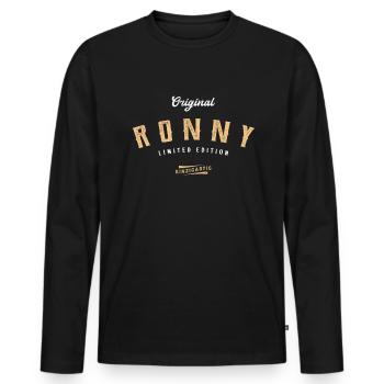 Ronny Limited Edition - Männer Premium Bio Langarmshirt - Schwarz - Vorne - Nico (187cm)